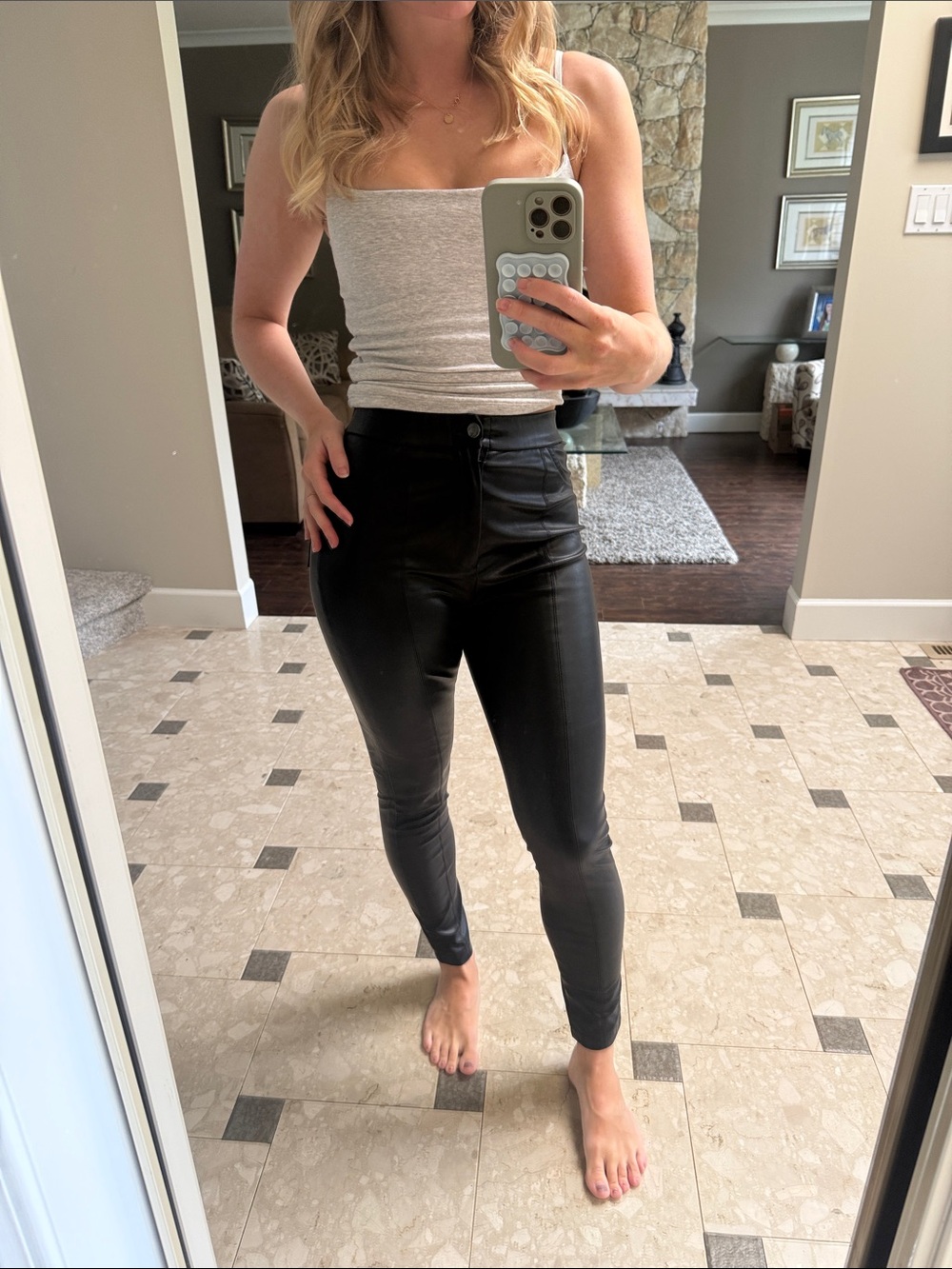 High-Rise Black Faux Leather Leggings - Women